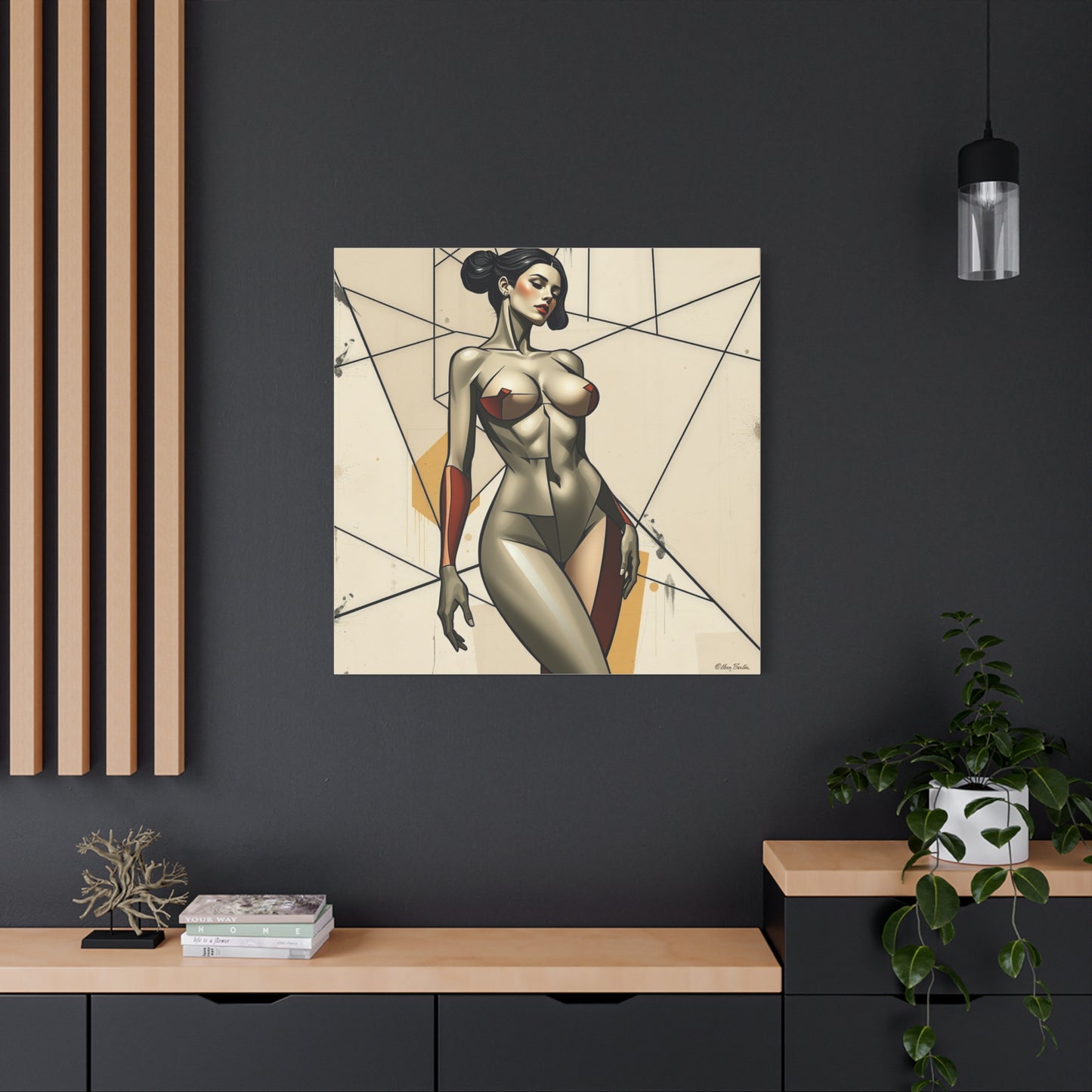 Künstlerisches Wandbild auf matter Leinwand – Moderne abstrakte weibliche Figur