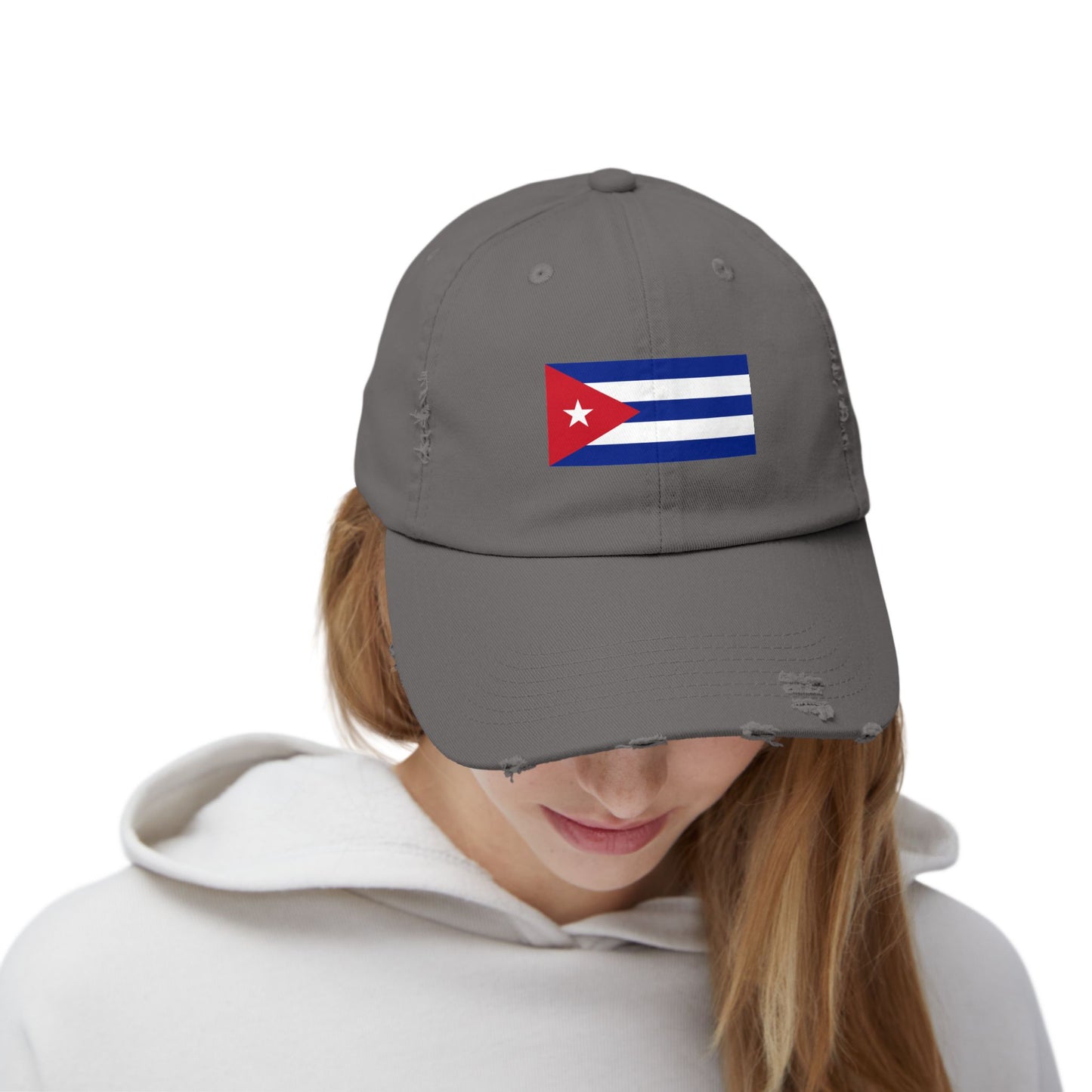 Cuban Flag Unisex Distressed Cap, Casual Headwear, Gift for Him/Her, Summer Accessory, Travel Essentials, Vintage Look