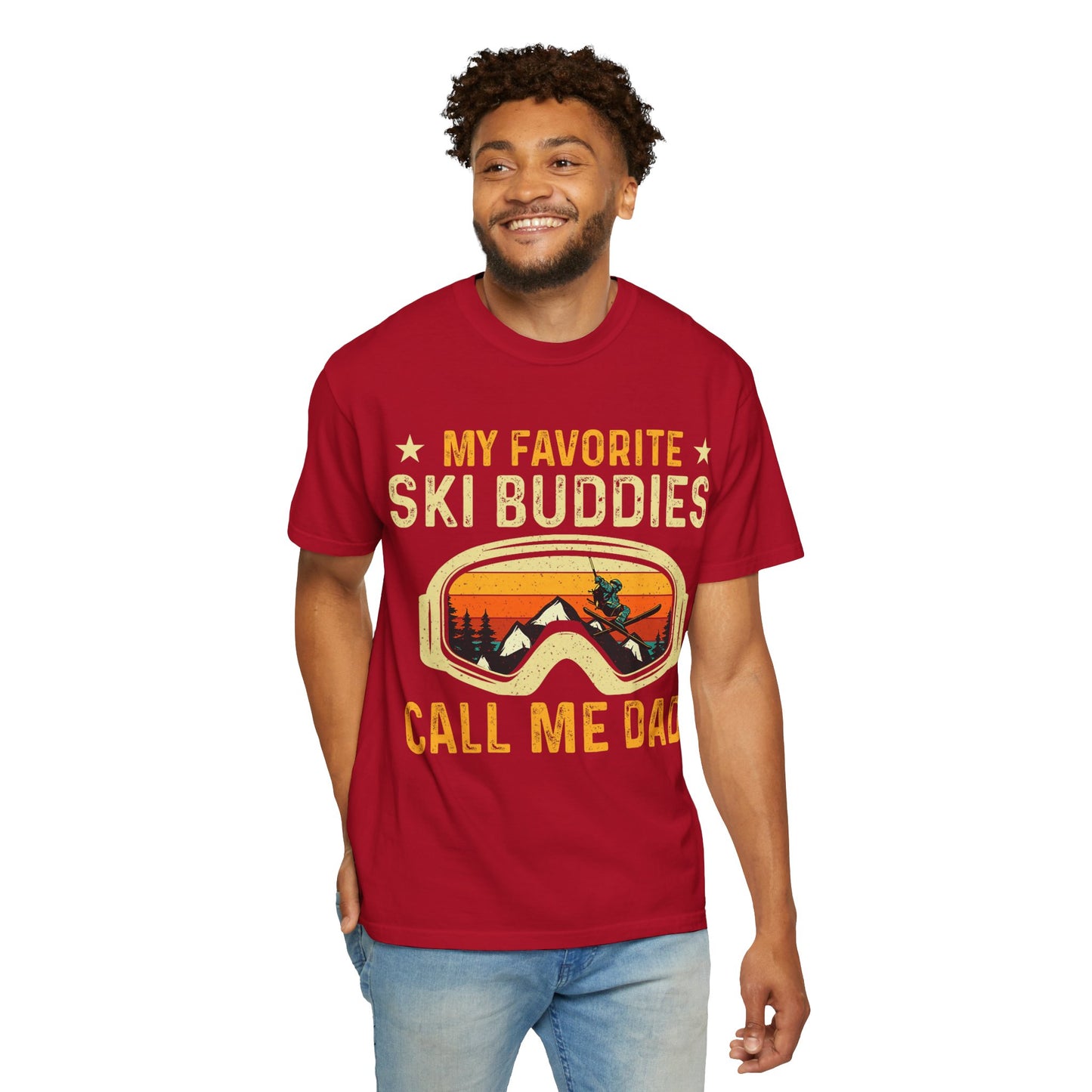 Ski Buddies T-Shirt, Mein Lieblings-Ski-Buddies nennen mich Papa T-Shirt, Unisex-Winterbekleidung, Skigeschenk für Väter, Outdoor-Abenteuer-Shirt