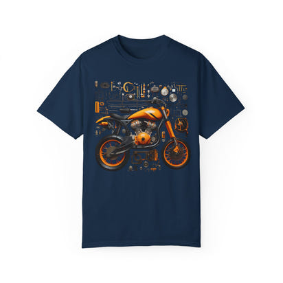 Camiseta unisex teñida con toque artístico (moto)