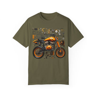 Camiseta unisex teñida con toque artístico (moto)