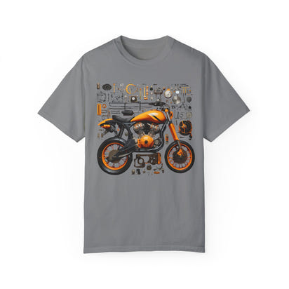 Camiseta unisex teñida con toque artístico (moto)