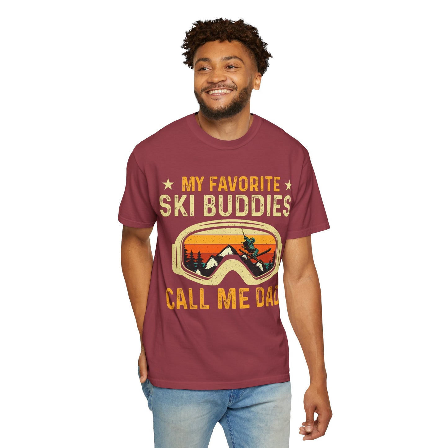 Ski Buddies T-Shirt, Mein Lieblings-Ski-Buddies nennen mich Papa T-Shirt, Unisex-Winterbekleidung, Skigeschenk für Väter, Outdoor-Abenteuer-Shirt