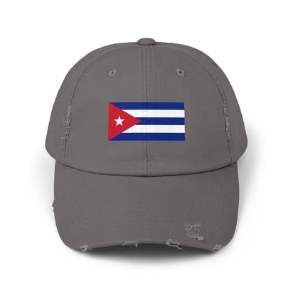 Cuban Flag Unisex Distressed Cap, Casual Headwear, Gift for Him/Her, Summer Accessory, Travel Essentials, Vintage Look