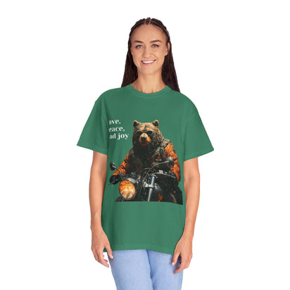 Camiseta unisex teñida con toque artístico (moto)