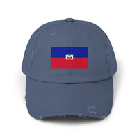 Haitian Flag Distressed Cap, Vintage Hat, Unisex Summer Accessory, Perfect for Holidays, Casual Wear, Gift Idea