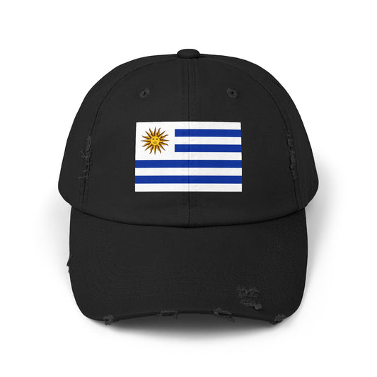 Stylische Unisex-Kappe im Used-Look mit Uruguay-Flagge, lässige Mütze für Sommer, Outdoor-Events, Sport, Geschenk für Reisende, Alltagskleidung