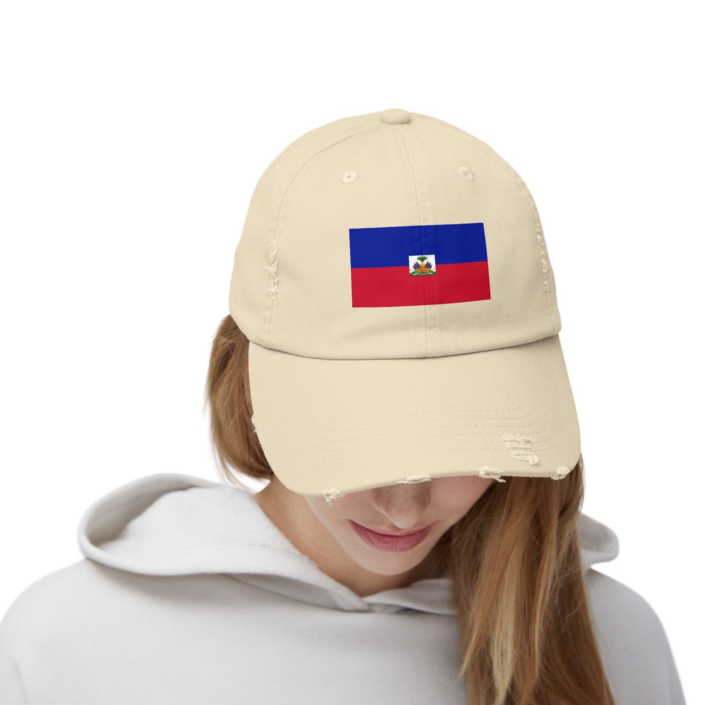 Haitian Flag Distressed Cap, Vintage Hat, Unisex Summer Accessory, Perfect for Holidays, Casual Wear, Gift Idea