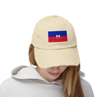 Haitian Flag Distressed Cap, Vintage Hat, Unisex Summer Accessory, Perfect for Holidays, Casual Wear, Gift Idea
