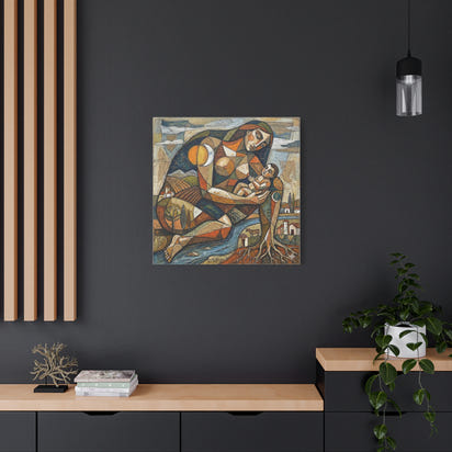 Abstract Mother and Child Matte Canvas Wall Art — Stretched 1.25