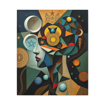 Abstraktes mystisches Leinwandbild – 3,2 cm (1,25 Zoll) auf Keilrahmen gespannte Wanddekoration