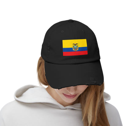 Ecuador-Flagge-Cap im Used-Look, Unisex-Freizeitmütze, Baseballkappe im Used-Look, Geschenk für Reisende, Sommeraccessoire, Outdoor-Ausrüstung