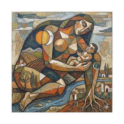 Abstract Mother and Child Matte Canvas Wall Art — Stretched 1.25