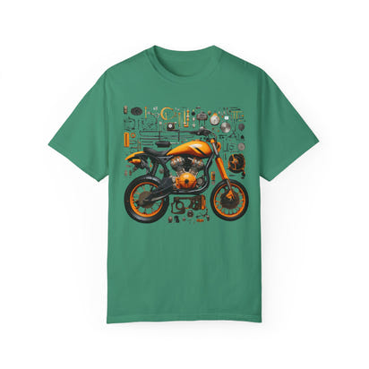 Camiseta unisex teñida con toque artístico (moto)