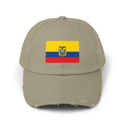 Ecuador-Flagge-Cap im Used-Look, Unisex-Freizeitmütze, Baseballkappe im Used-Look, Geschenk für Reisende, Sommeraccessoire, Outdoor-Ausrüstung