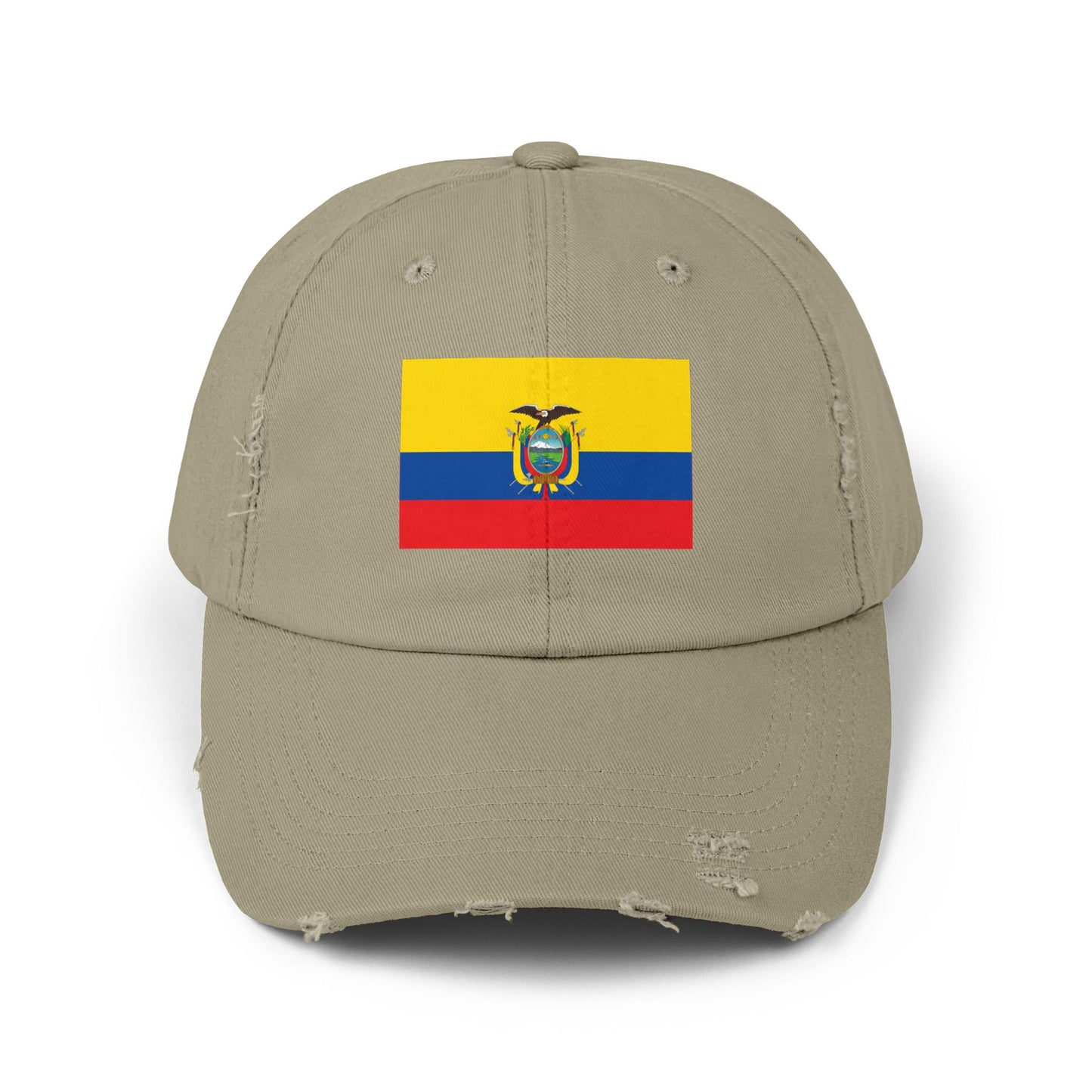 Ecuador-Flagge-Cap im Used-Look, Unisex-Freizeitmütze, Baseballkappe im Used-Look, Geschenk für Reisende, Sommeraccessoire, Outdoor-Ausrüstung