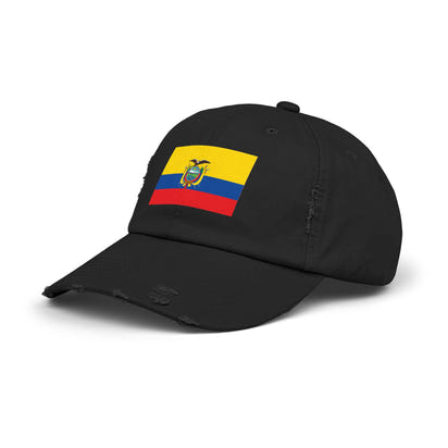 Ecuador-Flagge-Cap im Used-Look, Unisex-Freizeitmütze, Baseballkappe im Used-Look, Geschenk für Reisende, Sommeraccessoire, Outdoor-Ausrüstung