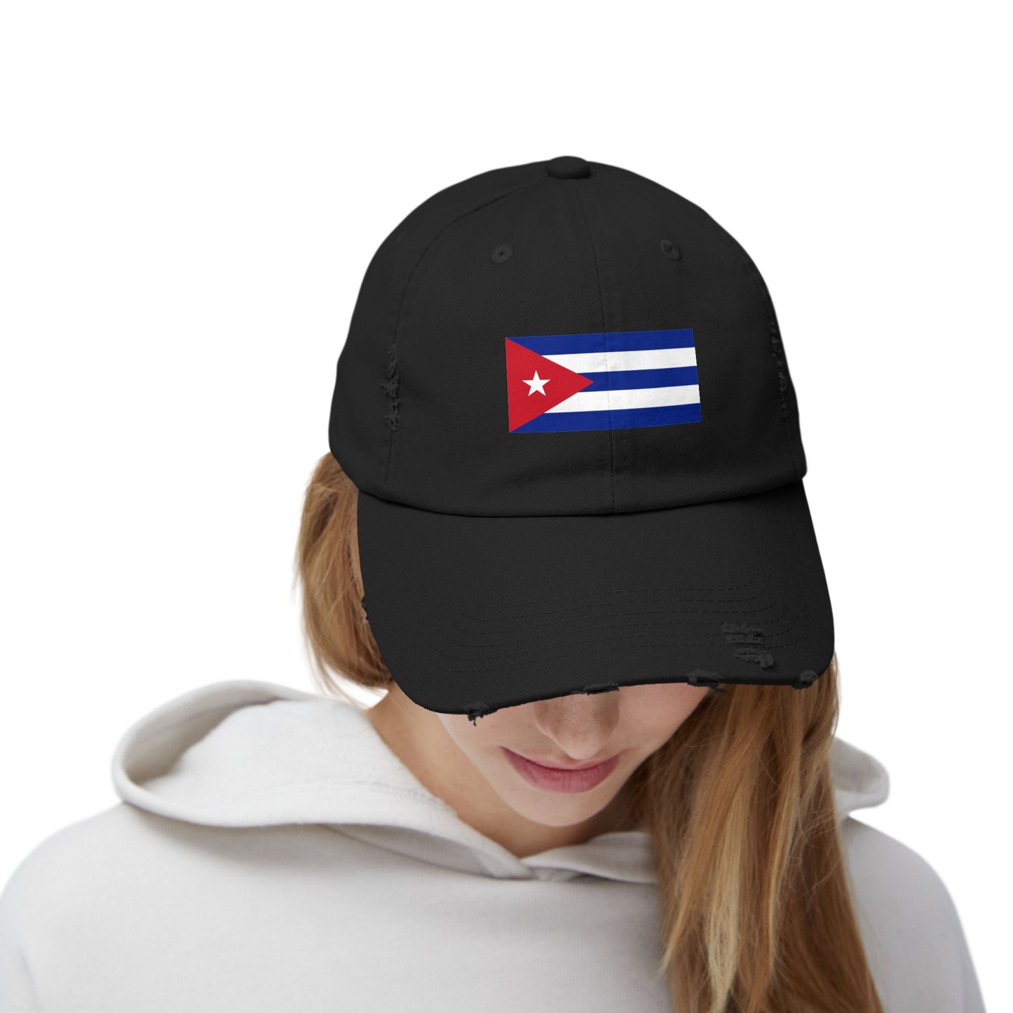 Cuban Flag Unisex Distressed Cap, Casual Headwear, Gift for Him/Her, Summer Accessory, Travel Essentials, Vintage Look