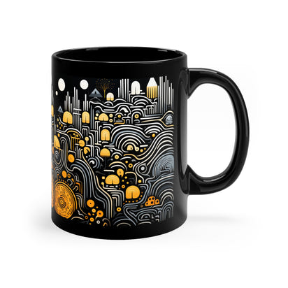 Taza de cerámica con toque artístico de 11 oz, taza negra