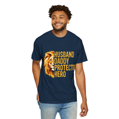 Helden-Papa-T-Shirt, stückgefärbt, perfektes Geschenk zum Vatertag, Geburtstag, für Ehemänner, Beschützer-T-Shirt, Freizeitkleidung