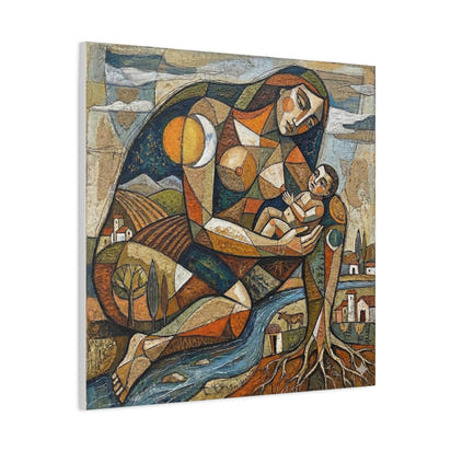 Abstract Mother and Child Matte Canvas Wall Art — Stretched 1.25