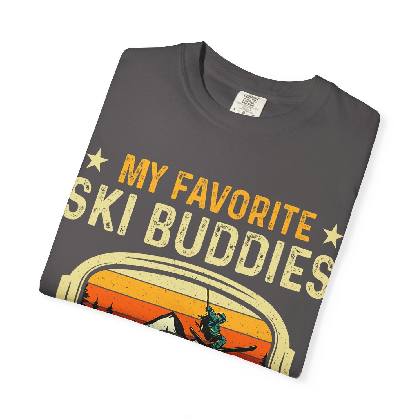 Ski Buddies T-Shirt, Mein Lieblings-Ski-Buddies nennen mich Papa T-Shirt, Unisex-Winterbekleidung, Skigeschenk für Väter, Outdoor-Abenteuer-Shirt