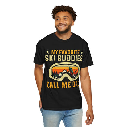 Ski Buddies T-Shirt, Mein Lieblings-Ski-Buddies nennen mich Papa T-Shirt, Unisex-Winterbekleidung, Skigeschenk für Väter, Outdoor-Abenteuer-Shirt
