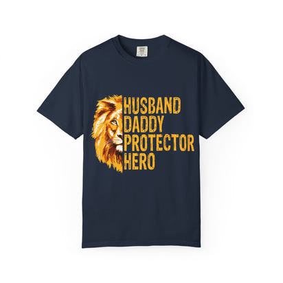 Helden-Papa-T-Shirt, stückgefärbt, perfektes Geschenk zum Vatertag, Geburtstag, für Ehemänner, Beschützer-T-Shirt, Freizeitkleidung