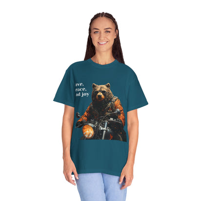 Camiseta unisex teñida con toque artístico (moto)