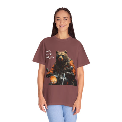 Camiseta unisex teñida con toque artístico (moto)