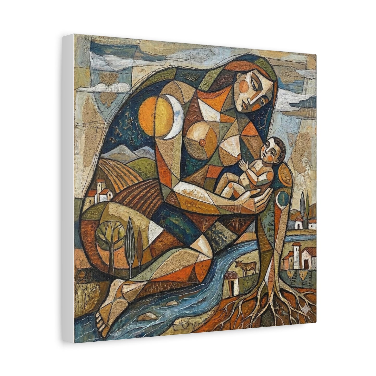 Abstract Mother and Child Matte Canvas Wall Art — Stretched 1.25"