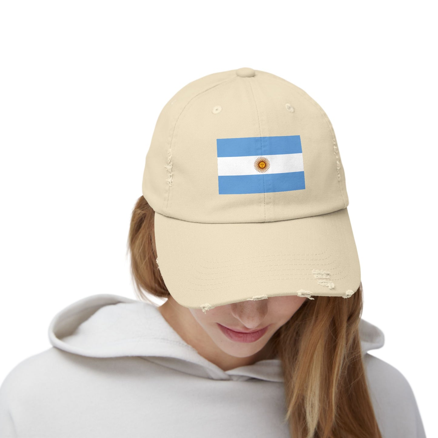 Stylische Unisex-Kappe im Used-Look mit argentinischer Flagge – Lässige Mütze, Modeaccessoire, Geschenkidee, Reisebegleiter, Fanartikel