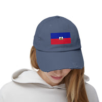 Haitian Flag Distressed Cap, Vintage Hat, Unisex Summer Accessory, Perfect for Holidays, Casual Wear, Gift Idea