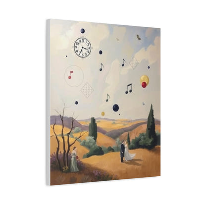 Dreamy Landscape Canvas Art - Musical Notes & Clock - Perfect for Home Décor