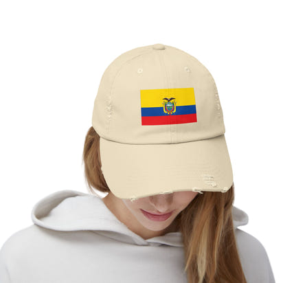 Ecuador-Flagge-Cap im Used-Look, Unisex-Freizeitmütze, Baseballkappe im Used-Look, Geschenk für Reisende, Sommeraccessoire, Outdoor-Ausrüstung