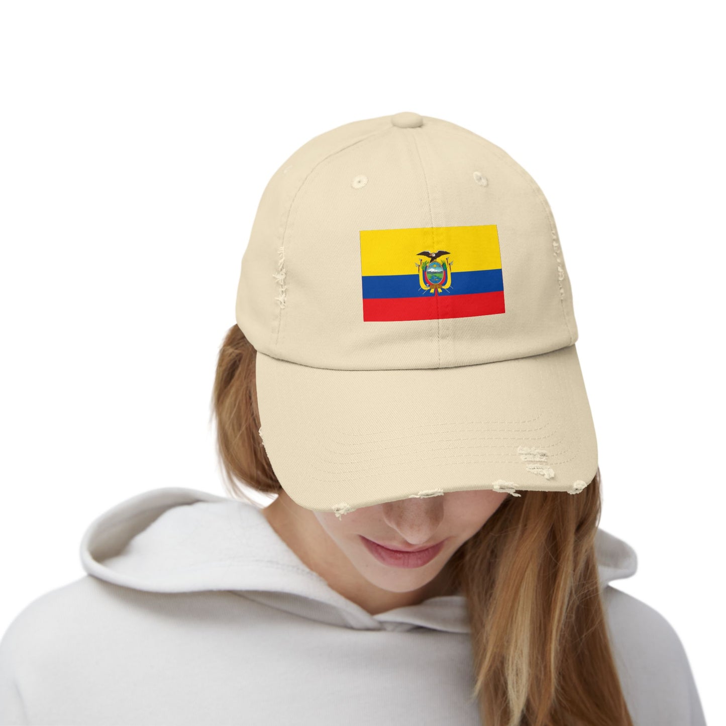 Ecuador-Flagge-Cap im Used-Look, Unisex-Freizeitmütze, Baseballkappe im Used-Look, Geschenk für Reisende, Sommeraccessoire, Outdoor-Ausrüstung