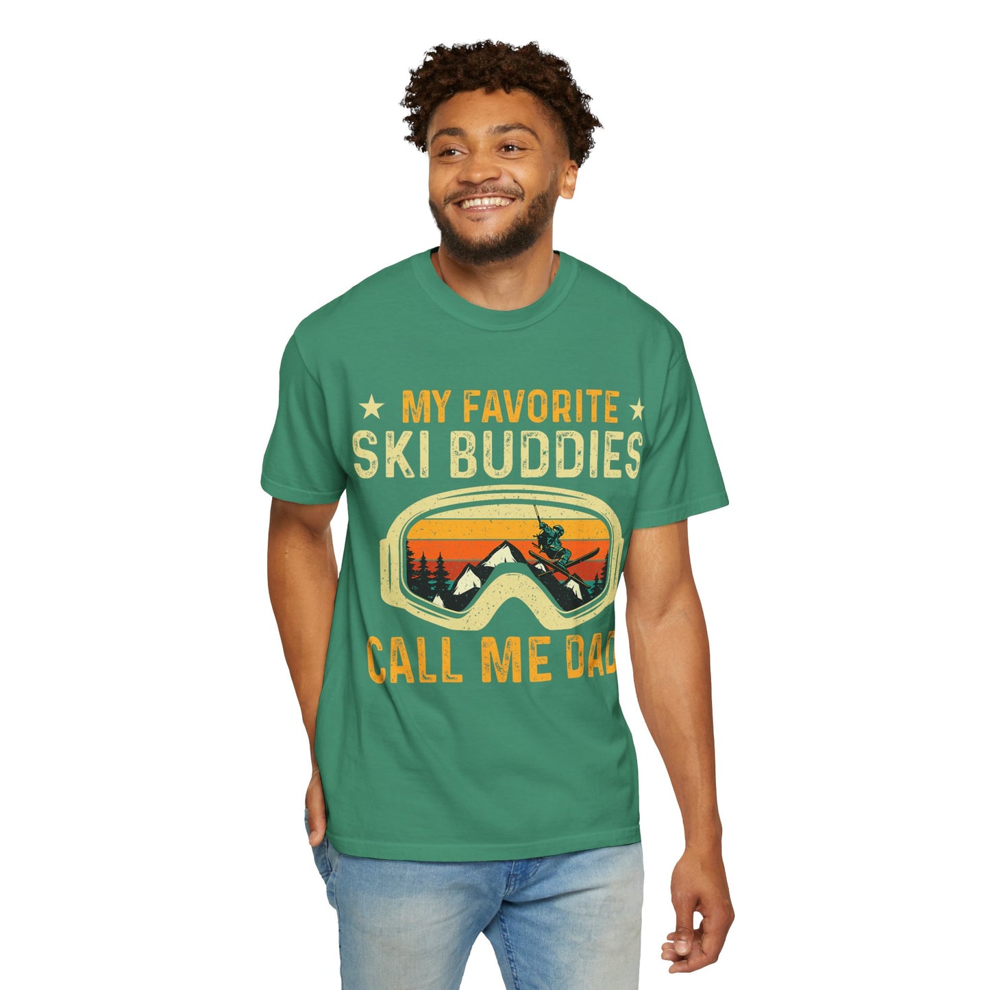 Ski Buddies T-Shirt, Mein Lieblings-Ski-Buddies nennen mich Papa T-Shirt, Unisex-Winterbekleidung, Skigeschenk für Väter, Outdoor-Abenteuer-Shirt