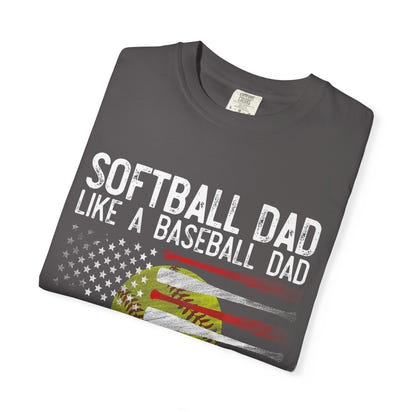 Unisex-T-Shirt mit sportlichem Flaggenmotiv, stückgefärbt, für Dad-Baseball- und Softballfans, lässiges Shirt, Geschenk für die Feiertage, Sommerkleidung, Strand-Feeling
