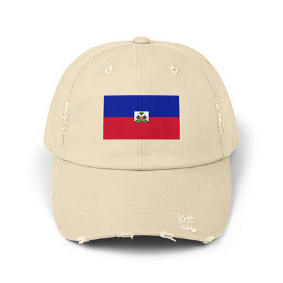 Haitian Flag Distressed Cap, Vintage Hat, Unisex Summer Accessory, Perfect for Holidays, Casual Wear, Gift Idea