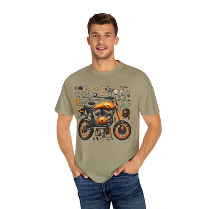 Camiseta unisex teñida con toque artístico (moto)