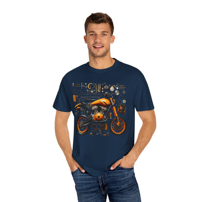 Camiseta unisex teñida con toque artístico (moto)