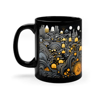 Taza de cerámica con toque artístico de 11 oz, taza negra
