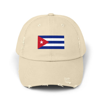 Cuban Flag Unisex Distressed Cap, Casual Headwear, Gift for Him/Her, Summer Accessory, Travel Essentials, Vintage Look