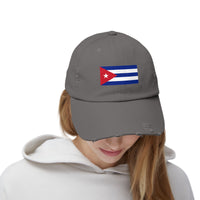 Cuban Flag Unisex Distressed Cap, Casual Headwear, Gift for Him/Her, Summer Accessory, Travel Essentials, Vintage Look