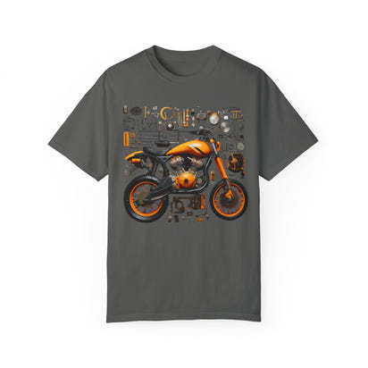 Camiseta unisex teñida con toque artístico (moto)