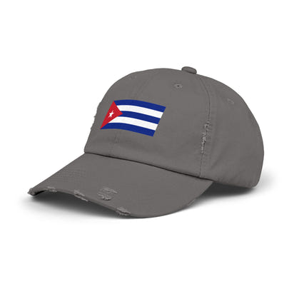 Cuban Flag Unisex Distressed Cap, Casual Headwear, Gift for Him/Her, Summer Accessory, Travel Essentials, Vintage Look