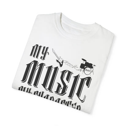 (Musik)Unisex-T-Shirt aus stückgefärbtem Material