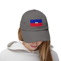 Haitian Flag Distressed Cap, Vintage Hat, Unisex Summer Accessory, Perfect for Holidays, Casual Wear, Gift Idea