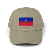 Haitian Flag Distressed Cap, Vintage Hat, Unisex Summer Accessory, Perfect for Holidays, Casual Wear, Gift Idea