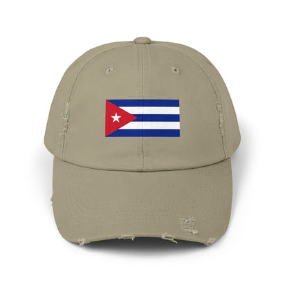 Cuban Flag Unisex Distressed Cap, Casual Headwear, Gift for Him/Her, Summer Accessory, Travel Essentials, Vintage Look